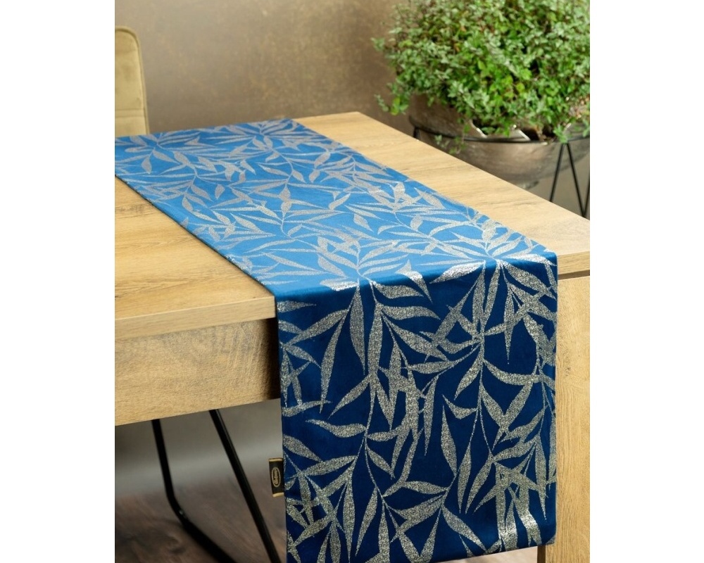 Behúň na stôl Blink 15, modrý s lesklým vzorom